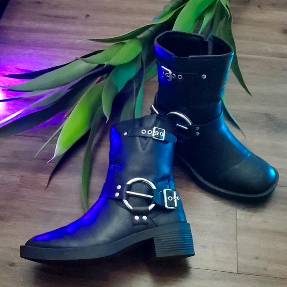 Black Ankle Boots with Buckle Detail